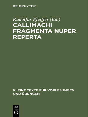 cover image of Callimachi Fragmenta nuper reperta
